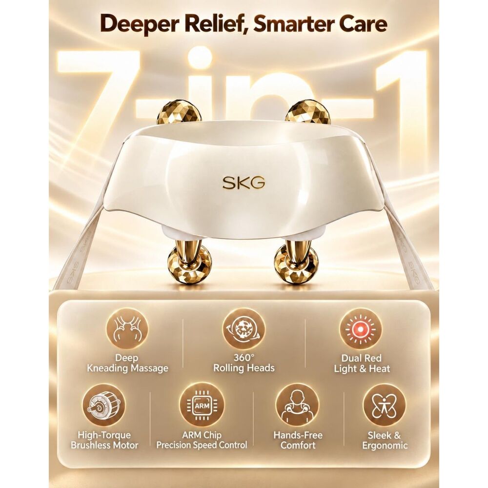 SKG KneadNova Titanium Luxury Neck Massager Deep Tissue Massage New Sealed - Picture 7 of 11